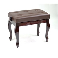 Piano Bench Height Adjustable Buttoned Padded Leatherete Cabriolet Legs Mahogany