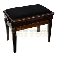 Piano Bench Height Adjustable Wooden edge with Compartment Walnut Velvet top