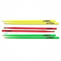 Zildjian 5A Acorn Neon Drumsticks - 3 Pairs - wood Tip Green Yellow and Pink