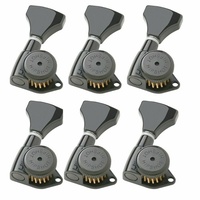 Hipshot 6K2GLOB Guitar Tuner Upgrade Kit, 3+3, Grip-Lock Open, Black