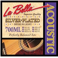 La Bella Silver-Plated Acoustic Guitar Strings 700ML Medium Light 11 - 52