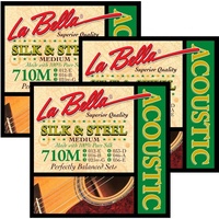 3 Sets La Bella 710M Silk and Steel Acoustic Guitar Strings Medium 12 - 56