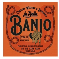 La Bella 720M Tenor Banjo Silk and Steel Medium Gauge Loop Ends Made in USA