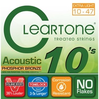 Cleartone 7410 Acoustic Guitar Strings Phosphor Bronz, Coated, Extra Light 10-47