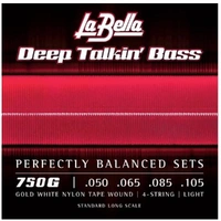 La Bella 750G Gold White Nylon Tape Wound Bass Strings 50 - 105
