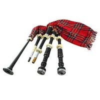 Great Highland Bagpipe Set - Ebony with imitation ivory mounts. with  case. 