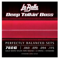 La Bella 760G Gold White Nylon Tape Wound Bass Strings 60 - 115