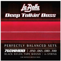 La Bella 760NHBB Beatle Bass Black Nylon Tape wound Electric Bass Strings  50 - 100