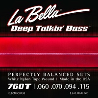 La Bella 760T White Nylon Tape wound Deep Talking Bass Guitar Strings 60 - 115