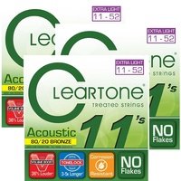 3 sets Cleartone 7611 Acoustic Guitar Strings, 80/20 Bronze Coated 11 - 52