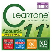 Cleartone 7611 Acoustic Guitar Strings, 80/20 Bronze Coated Custom Light 11-52