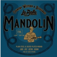 La Bella Mandolin Strings Silver Planted Wound Light 9 - 36  Loop ends 770L