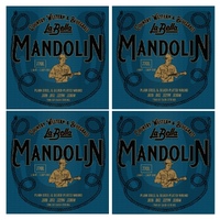 4 sets La Bella Mandolin Strings Silver Planted Wound Light 9 - 36 Loop ends 770L