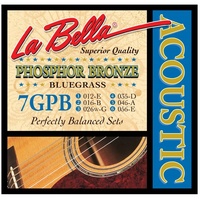 La Bella 7GPB Phosphor Bronze Acoustic Guitar Strings – Bluegrass 12 - 56