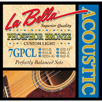 La Bella Phosphor Bronze Acoustic Guitar Strings 7GPCL Custom Light 11 - 52
