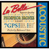 La Bella Phosphor Bronze Acoustic Guitar Strings 7GPS  Light 12 - 52