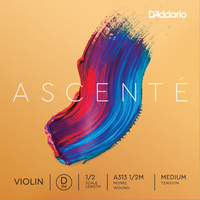 D'Addario AscentǸ Violin D String, 1/2 Scale, Medium Tension