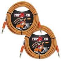 2 x Pig Hog PCH20CC Orange Cream Instrument Cable 20ft