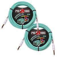 Pig Hog PCH20SG Seafoam Green Instrument Cable 20ft x 2 Cables