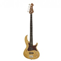 Aria 313MK2 Detroit Series 4-String Electric Bass Guitar in Open-Pore Natural Finish