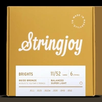 Stringjoy Brights (11-52) 80/20 Bronze Acoustic Guitar Strings