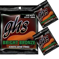 3 x GHS BB50H 80/20 Bronze Heavy  Acoustic Guitar Strings  14 - 60 Bright Bronze