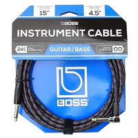 Boss BIC15A Straight 1/4" to Right Angle Instrument Cable 15ft  - 4.5M