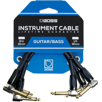 Boss Right-Angle 1/4" to Same Patch/Pedal Instrument Cable 3-Pack  6"