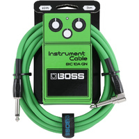 Boss BIC10A Right-Angle 1/4" to Straight 1/4" Instrument Cable - 10ft - Green