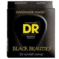 DR Strings Acoustic Guitar Strings, Black Beauties - Black Coated, 11 - 50
