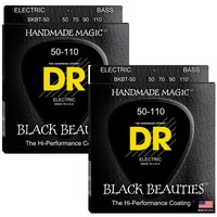 2 sets DR Strings BLACK BEAUTIES Taper Coated 4-String Bass Heavy (50-110)  