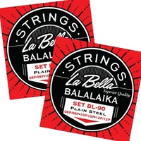 2 sets La Bella BL90 Balalaika 6 String Set 3 Courses Plain Steel  Loop Ends