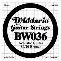 D'Addario BW036 Bronze Wound Acoustic Guitar Single String .036