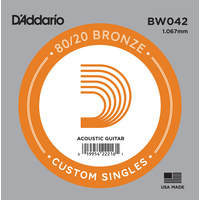D'Addario BW042 Bronze Wound Acoustic Guitar Single String, .042