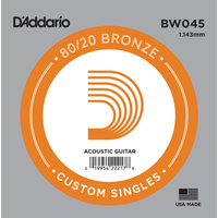 D'Addario BW045 Bronze Wound Acoustic Guitar Single String, .045