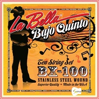 La Bella BX-100 Bajo Quinto Stainless Steel Wound Strings 10 String Set