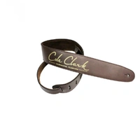 Cole Clark Guitar Strap Saddle Brown with GOLD Lettering