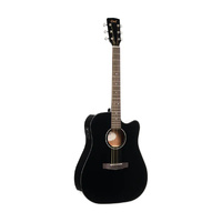 Cort Earth 60CE Acoustic / Electric Guitar - Cutaway - Black - Solid Top