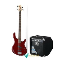 Cort Action PJ Bass Guitar Open Pore Black Cherry Scale 34" with 15W Bass Amp 