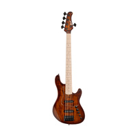 Cort GB-Fusion 5 String Electric Bass Guitar - Antique Brown Burst W/ Grey Bag 