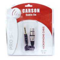 Carson Pro Series Heavy Duty 20ft XLR to 1/4" Plug Microphone Cable 6m Mic Lead