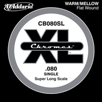 D'Addario CB080SL Chromes Bass Guitar Single String, Super Long Scale .080