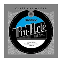 D'Addario CNH-3T Pro-Arte Clear Nylon Classical Guitar Half Set, Hard Tension