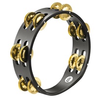 Meinl Percussion CTA2B-BK Compact Tambourine, Brass Jingles, 2 Rows 
