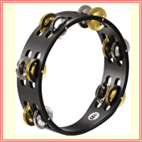 Meinl Percussion CTA2M-BK Compact Tambourine, Steel/Brass Jingles, 2 Rows 