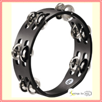 Meinl Percussion CTA2S-BK Compact Tambourine, Steel Jingles, 2 Rows 