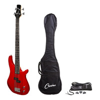 Casino '24 Series' Tune-Style Electric Bass Guitar Set (Transparent Wine Red)