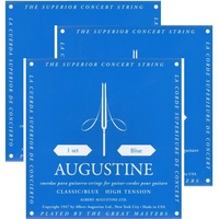 Augustine Blue Silver Bass/Clear Treble Classical Guitar Strings 3 Full sets 