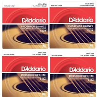 D'Addario 4 SETS EJ24 Phosphor Bronze Acoustic Guitar Strings True Medium 13 - 56