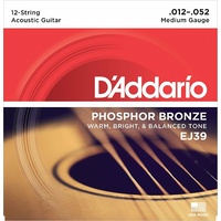 D'Addario EJ39 Phosphor Bronze Medium 12-String Acoustic Strings 12 - 52